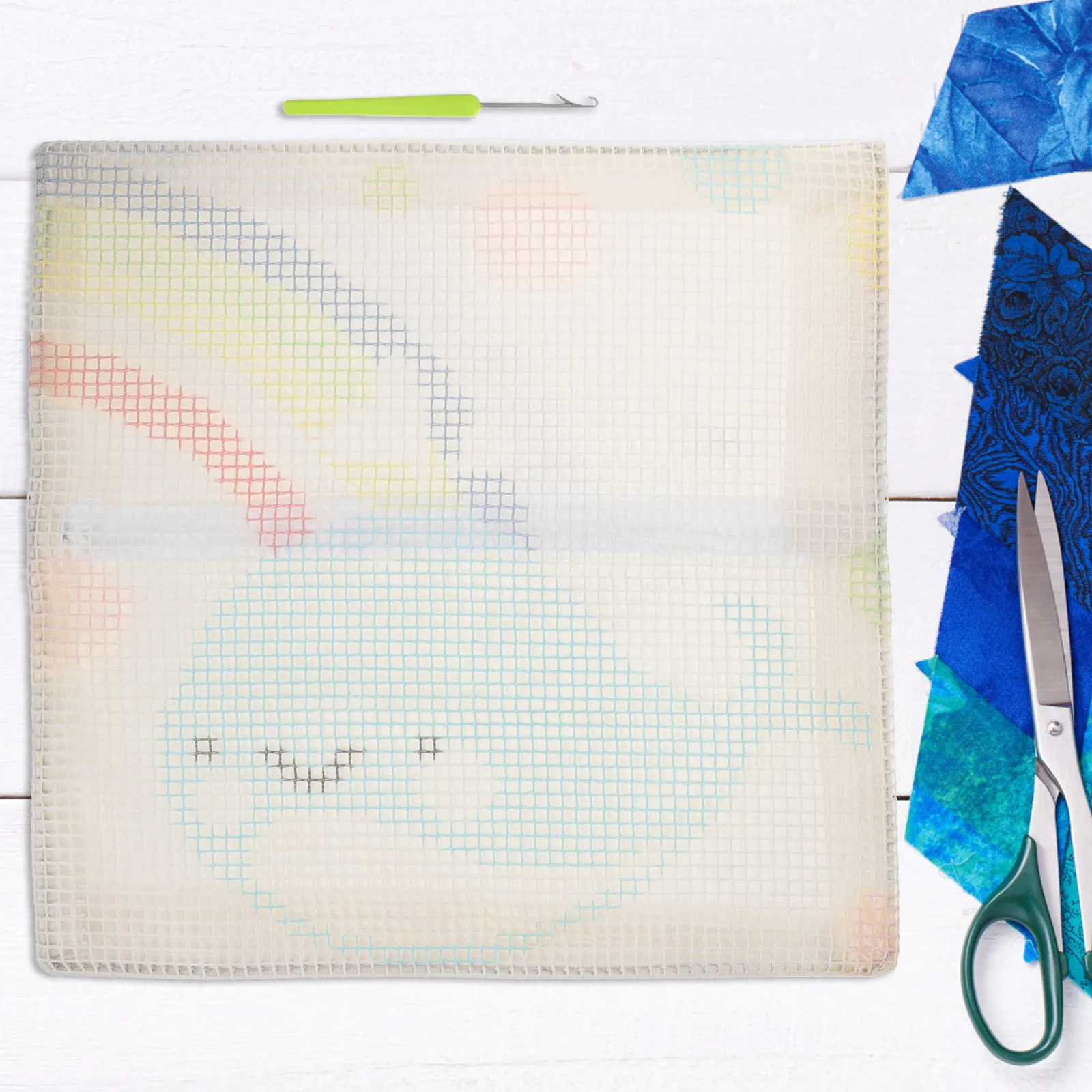 

1Set DIY Stitch Craft Kit with Cute Cartoon Pattern Perfect for Home Decor Pillow Project Includes Yarn and Mesh