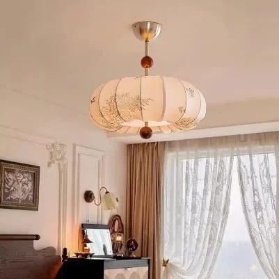 مصباح سقف غرفة النوم على طراز نانيانغ الرجعية، مصباح غرفة النوم الرئيسي الجديد في العصور الوسطى الإبداعي على شكل فنون اليقطين البلاستيكية #5