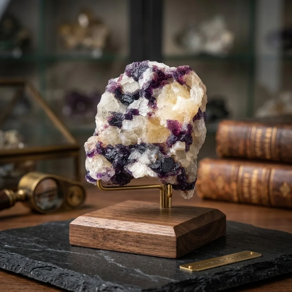 Natural Druzy Calcite Crystal with Purple-Yellow Texture, Rare Healing Mineral for Meditation Calming and Energy