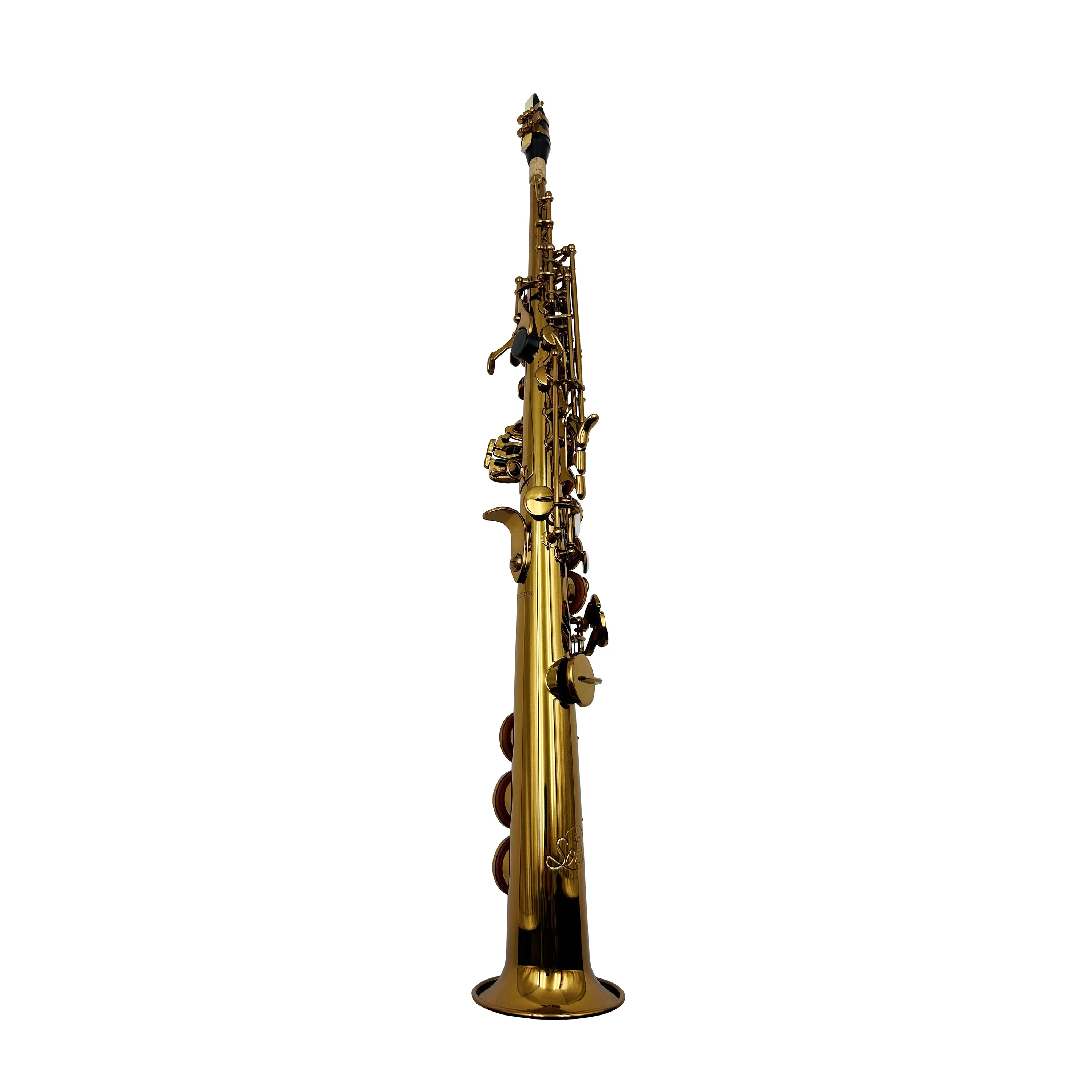 Bb Soprano Saxophone Champagne Color Foldable Adjustable Brass for Beginner Training Student Band Stage Show