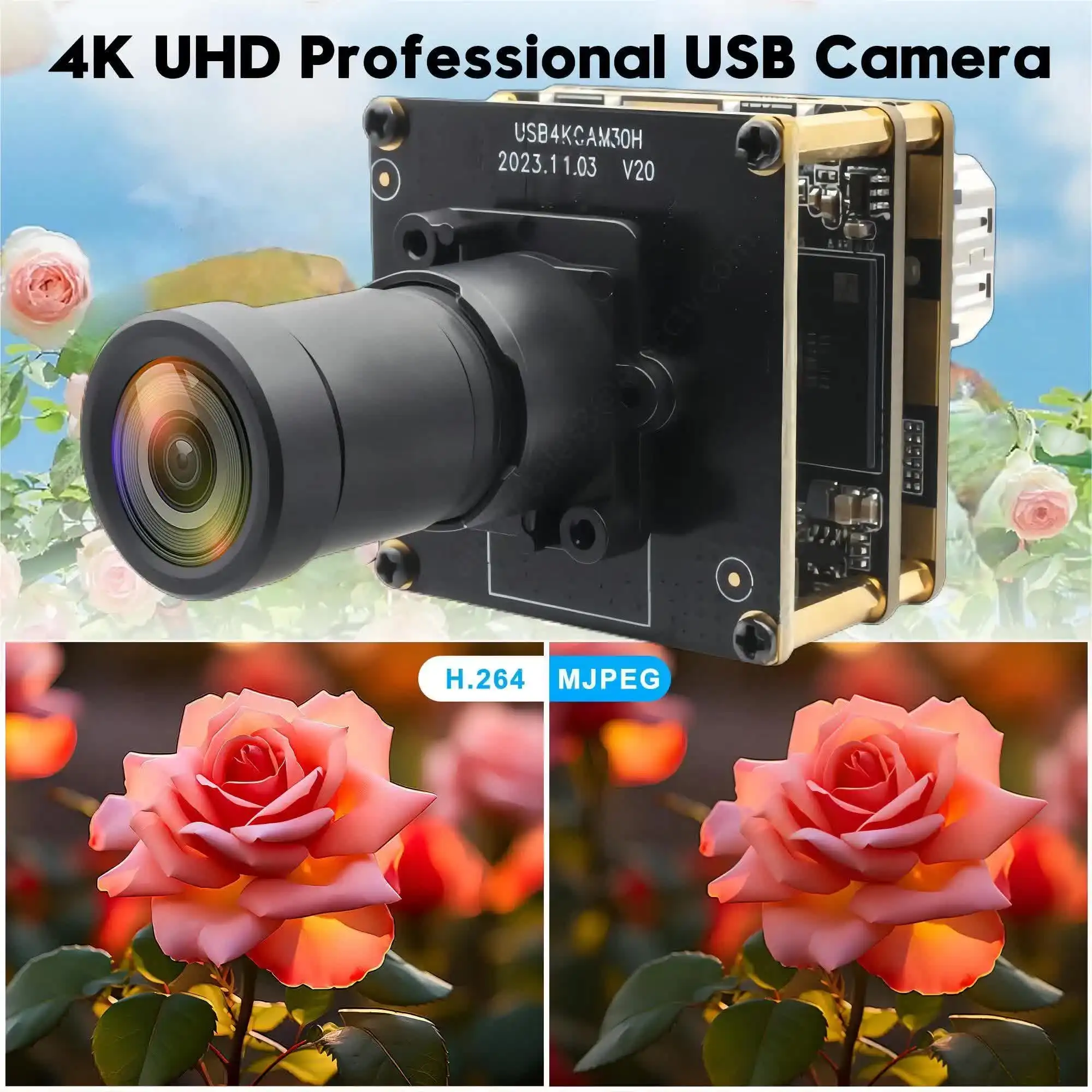 SVPRO 4K Mini Camera Ultra HD H.264/MJPEG/YUY2 Cam IMX415 60FPS 8MP HDMI USB Webcam Module with 4mm Low Light Lens