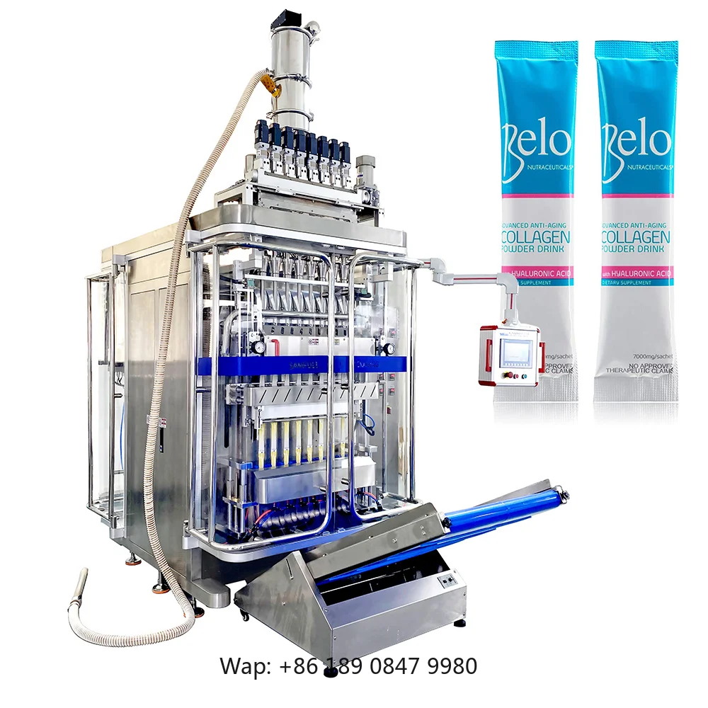 【Hot】Automatic Multilane Stick Collagen Powder Drink Packing Machine 4 lane 6 lane Nutraceuticals Powder Stick Pack Filling Mach
