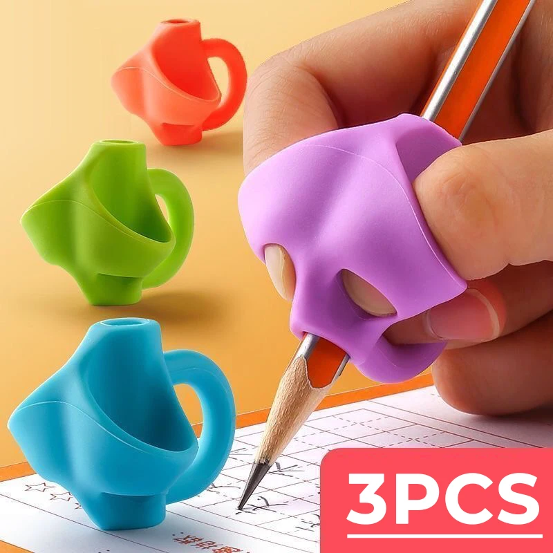 Children Three Fingers Writing Pencil Pen Holder Students Learning Practise Silicone Pen Aid Grip Posture Correction Device