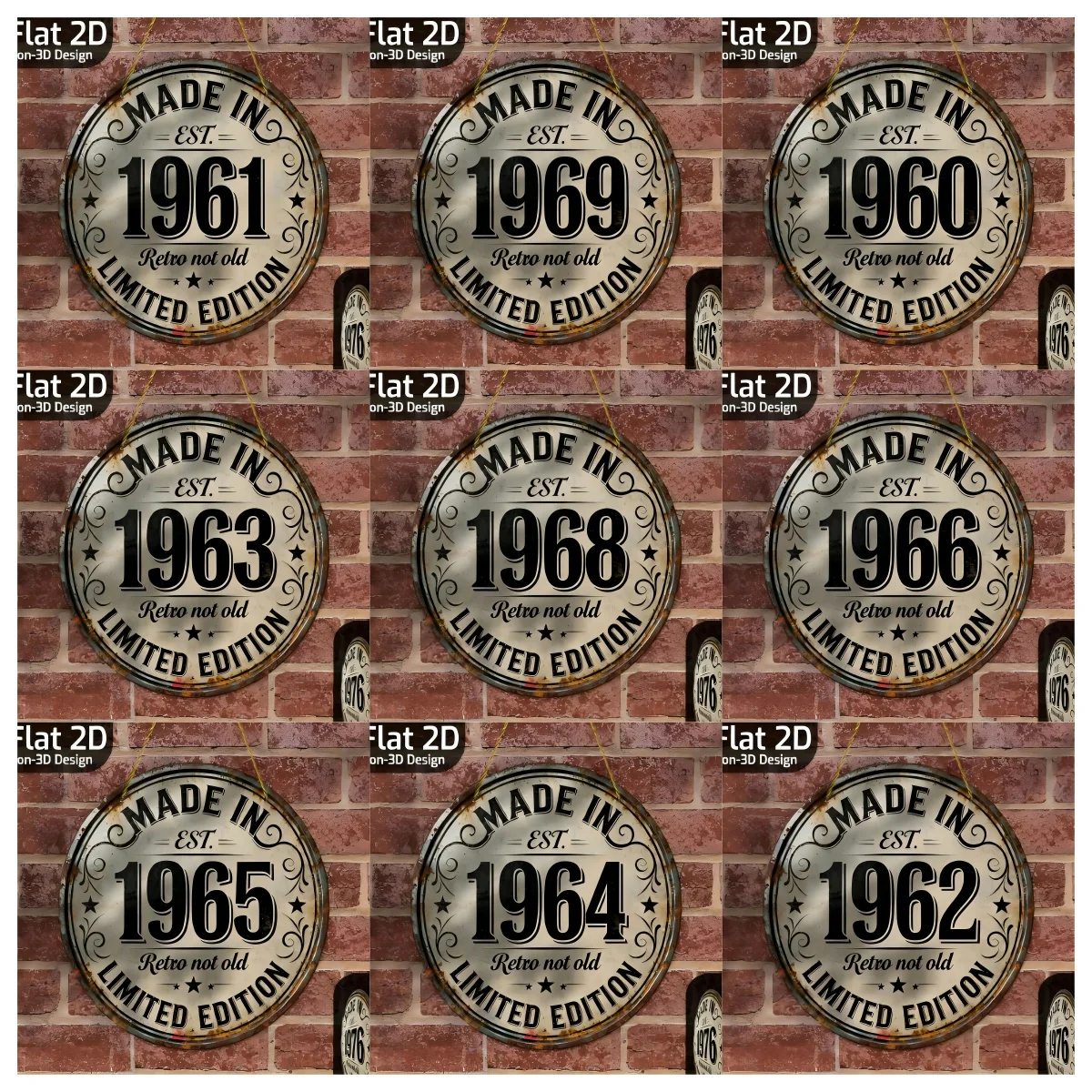 2D Flat, 1pc Vintage 1960-1969 Limited Edition Round Wall-Mounted Plaque - Retro 2D Flat Ornament, Durable / Decoration Suitable