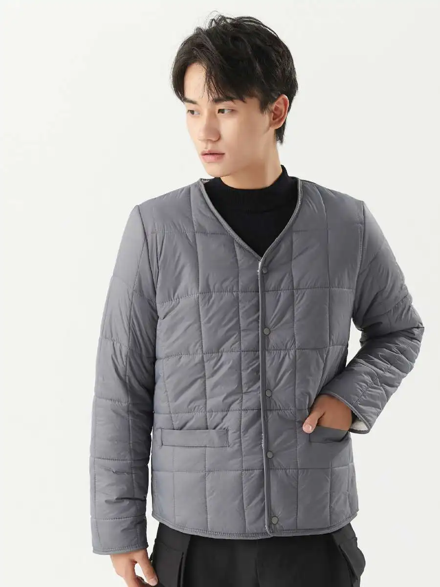

Men's Warmth-Filled Cotton Jaet Thiened Long Sve Inner Fce-Lined Winter Coat for Middle-Aged And ly