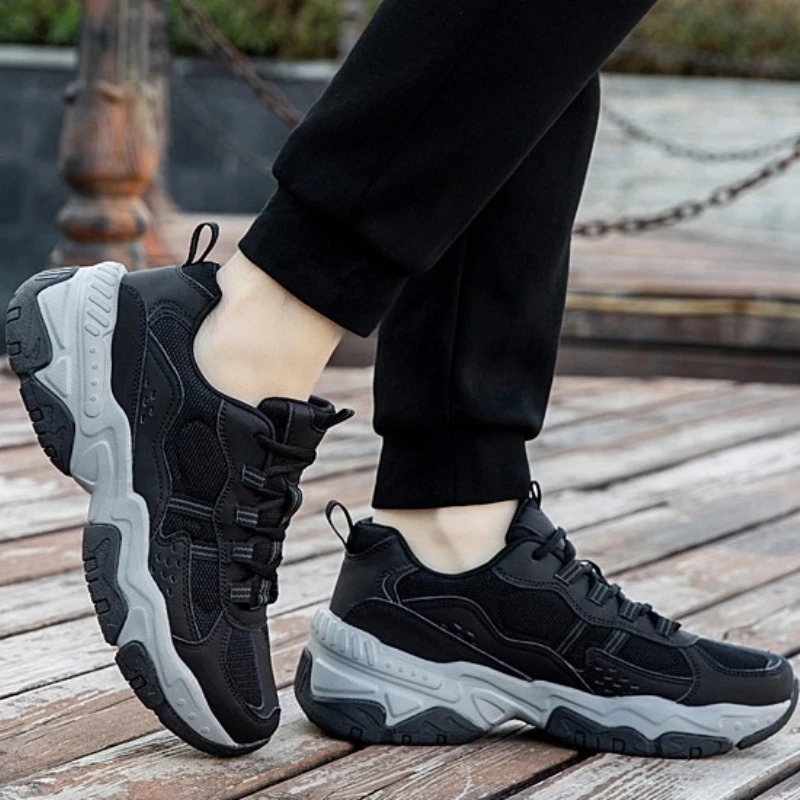 

New Bestseller Spring Casual Walking Shoes Outdoor Elderly Color-matched Couple Style Low-heeled Round-toe Lace-up Sports Shoes