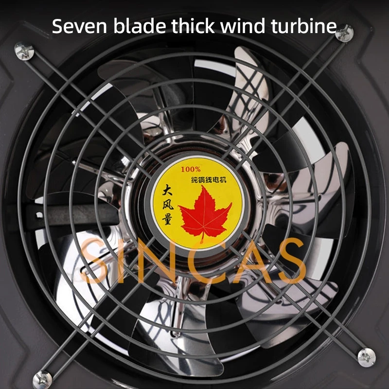 Flip Cover Adjustable Speed Range Hood Ultra-Quiet Window-Mounted Kitchen Exhaust Fan Extractor 10-inch High-Speed Ventilation