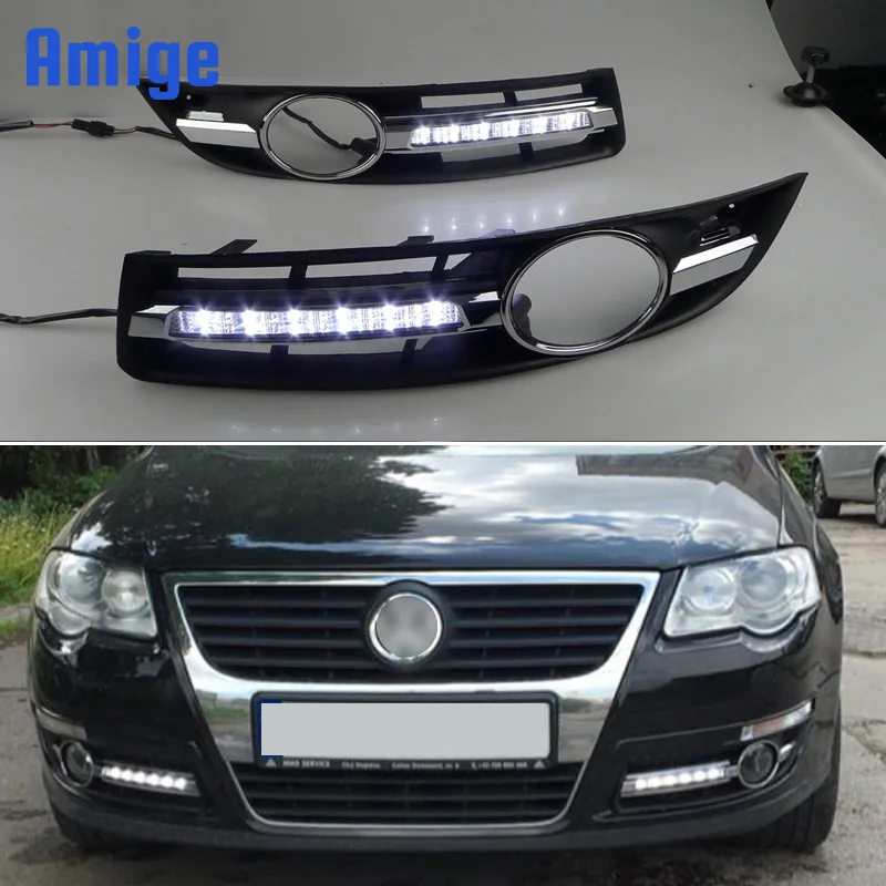 

Автомобильные светодиодные дневные фонари 12 В DRL для Volkswagen VW Passat B6 2007 2008 2009 дневные ходовые огни дневные фары