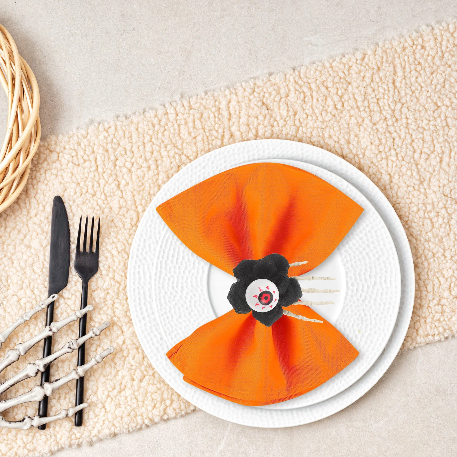 

4Pcs Halloween Napkin Rings Elegant Horror Style Table Decor Party Napkin Holders Restaurant Hotel Dining Serviette Buckles