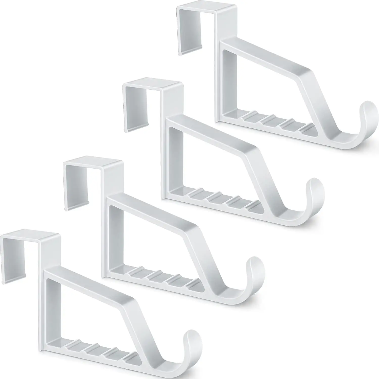 2 Pack Over The Door Hooks for Hangers - Extra Strong White Plastic Over Door Hook for Hanging Clothes, Towels, Robes, Hats, Bag