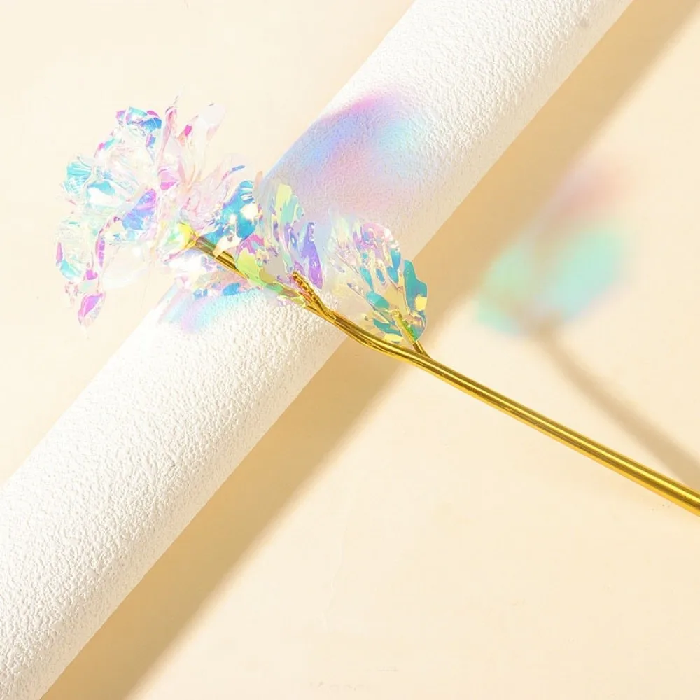 Colorful Gold Foil Rose Flower Fade Resistant Handcrafted Artificial Crystal Flower Photography Props Gifts Wedding Fake Flower