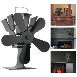 6 Blades Stove Fan Heat Powered Fireplace Fan Log Wood Burner Eco Quiet Fire Wood Heater Home Warm Efficient Heat Distribution