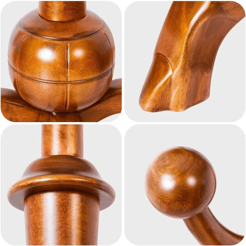 木製自立式コートラック 8フック付き - 木の枝デザイン、クリエイティブで安定した家庭用洋服ハンガー スタンド