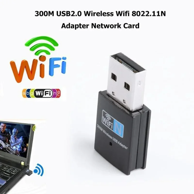 USB WiFi Adapter 300Mbps 802.11n 2.4GHz USB2.0 Wireless Receiver Dongle Network Card For Desktop Laptop Windows Plug And Play
