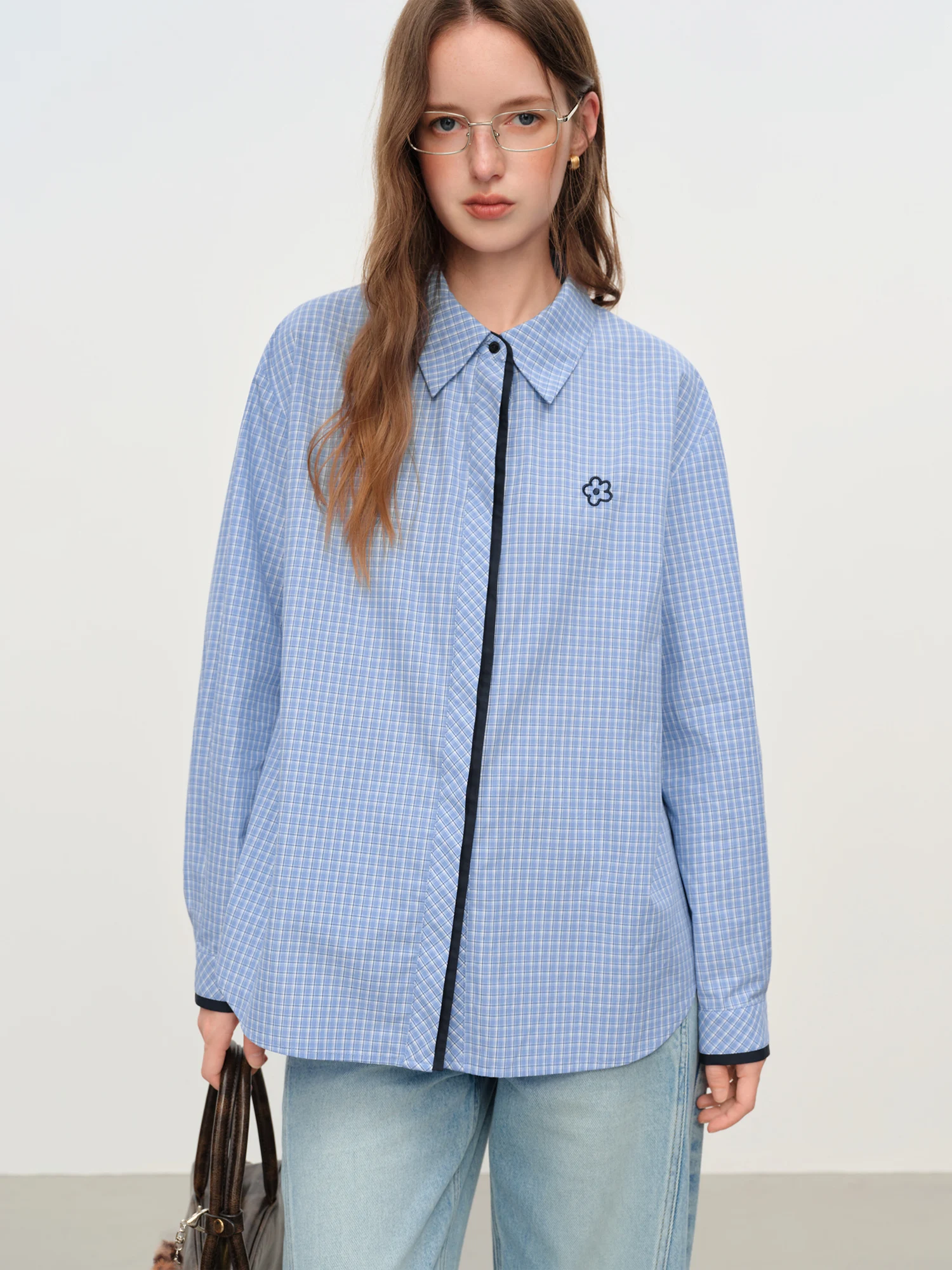 FSLE Camicia a quadri collegiale stile coreano Donna Autunno Inverno 2025 Nuovo design Capispalla con camicia da donna allentata casual slim fit