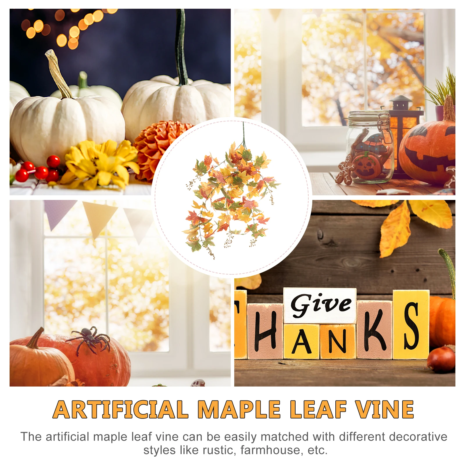 

Simulated Berry Maple Leaf Wall Hanging Leaves Faux Season Theme Home Decor Artificial Branches Fall Garland Autumn Vine