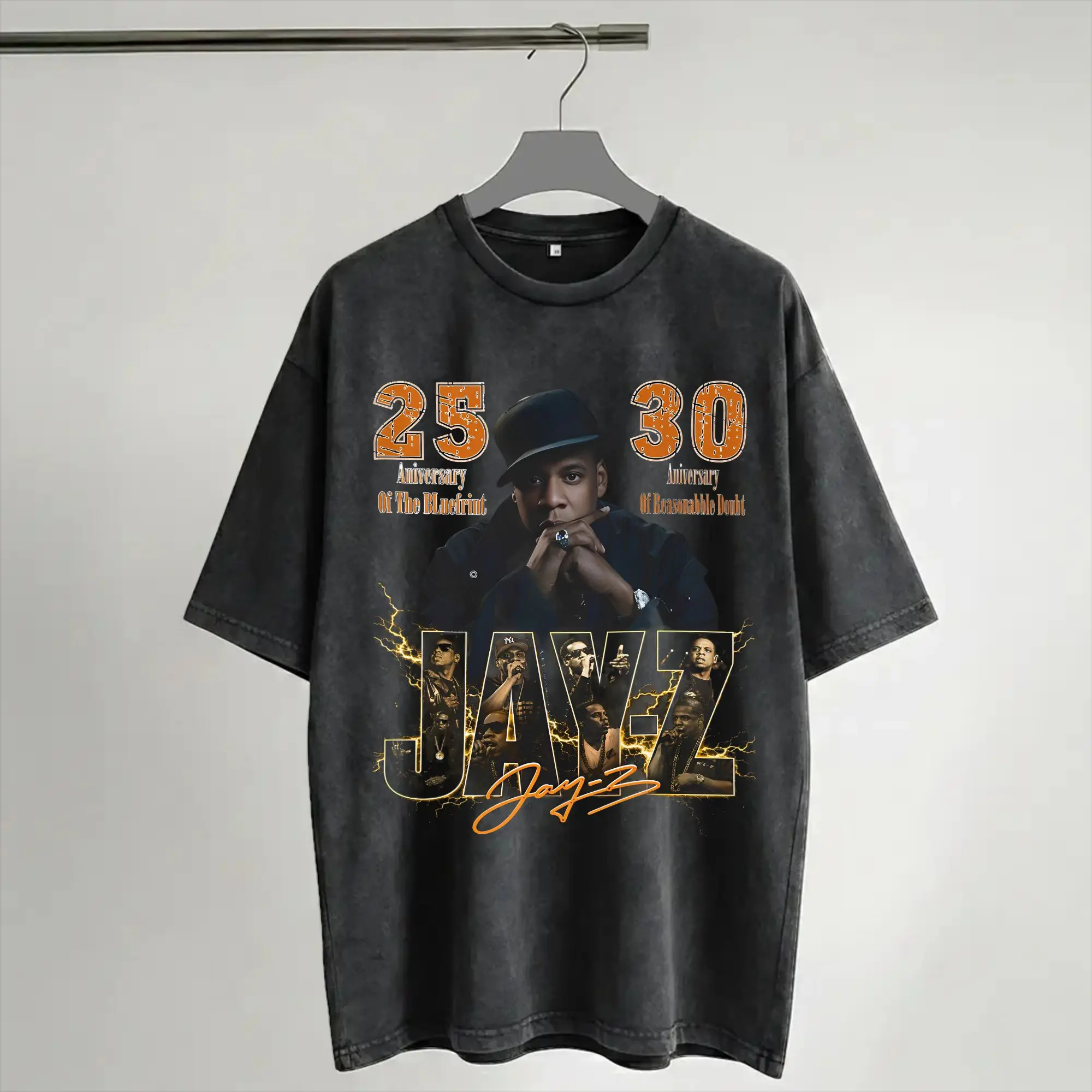 Harajuku Washed Shirts Jay Z 30th Reasonable Doubt 25th Blueprint JAŸ-Z 30 Tour  Merch Fashion T Shirt High Street  Streetwear
