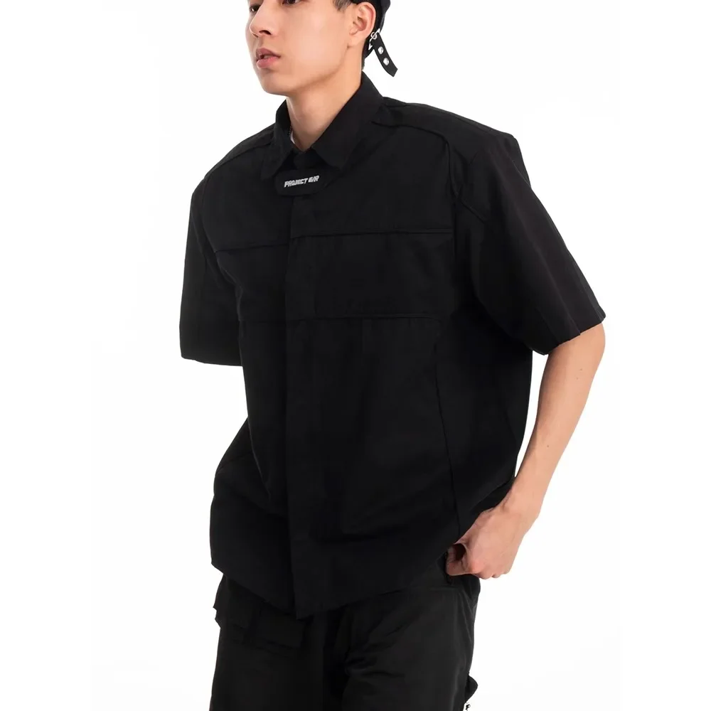 NIGO Men's Spring And Summer High Street Trend Short-sleeved Shirt Polo Lapel Detachable Shoulder Pads Jacket #NGTOP11425