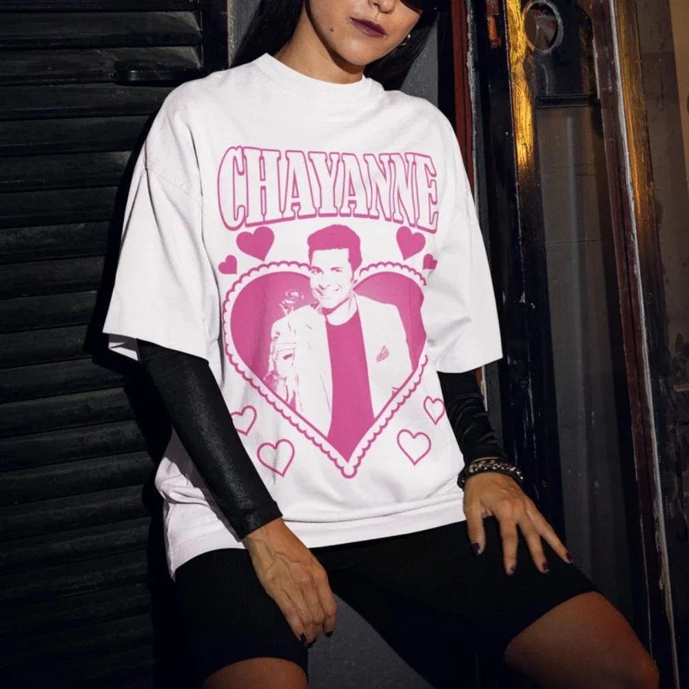 Chayanne Tour 2025 Woman T-shirt Chayanne Heart Vintage Retro Graphic T Shirts Fashion Casual High Quality Cotton Short-sleev