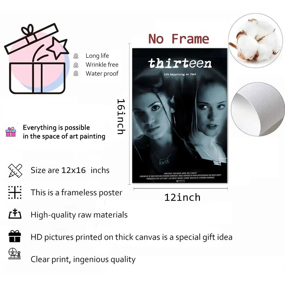 Movie Comingofage Thirteen Painting Calligraphy Poster Parisian chic decor Glam Canvas Modern living room