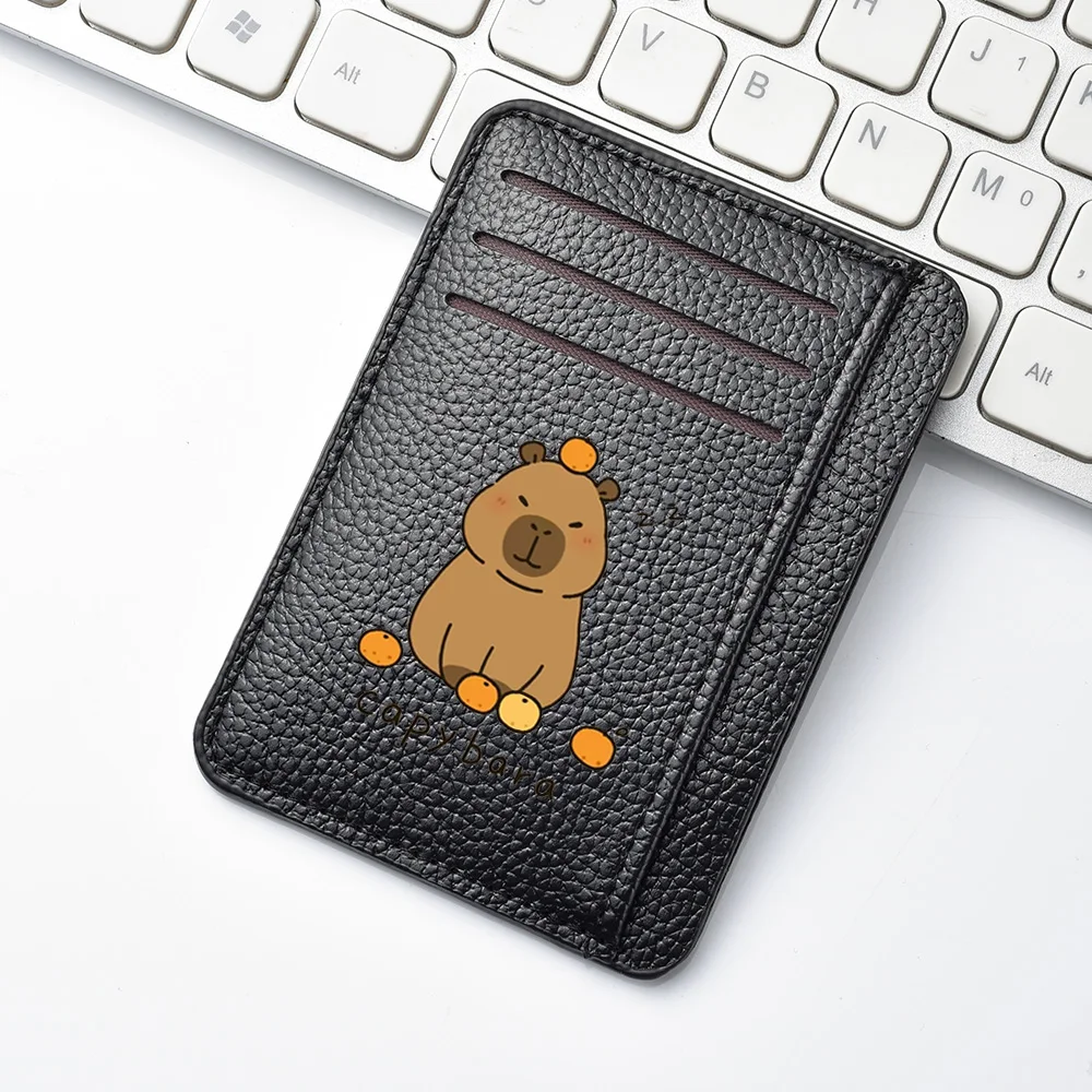 Kreditkartenetui aus PU-Leder, personalisierbar, schlankes Portemonnaie, niedliches Capybara-Muster, Mini-Kreditkartenetui für Damen – Detail 3