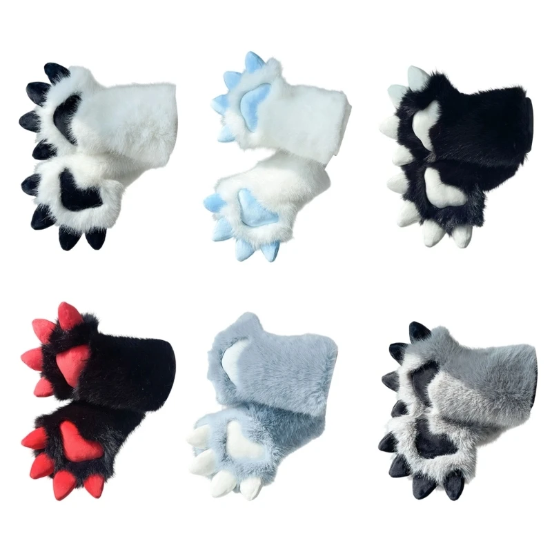 Halloween Animal Costume Gloves with Three-Dimensional Pads and Prominent Claw Shapes for Stage Shows Costume Role-Play