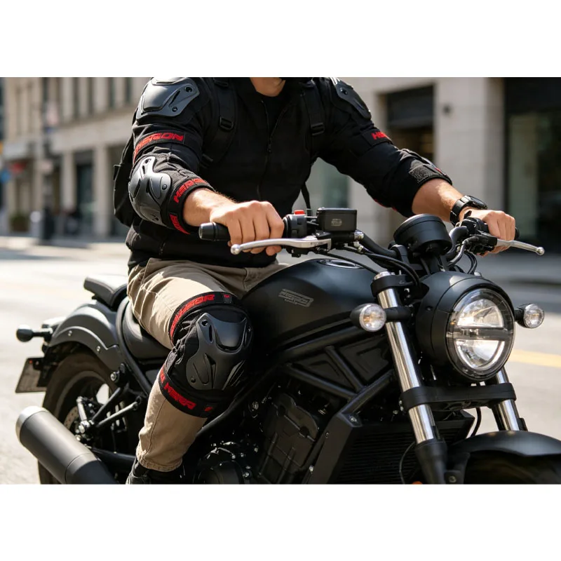 Anti-Fall Wear Resistant Motocross Knee Elbow Protectors Hard Shock Absorb Shell Adjustable Braces Motorcycle MX Riding Guards