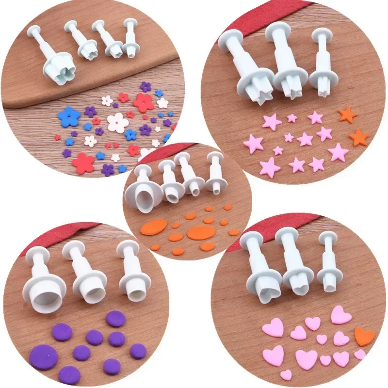 하트 5 각 별 사각형 패턴 뚜러뻥 퐁당 비스킷 쿠키 커터, 몰드 슈거 크래프트, DIY 몰드 케이크 장식 도구, 3 개
