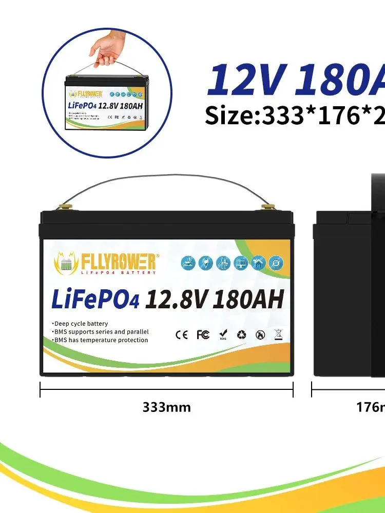 Duitsland Voorraad Fllyrower 12v 10Ah 12Ah 20Ah 100Ah 120AH 168AH 180Ah 300Ah Lithium-ijzerfosfaat Pack Ingebouwde BMS LifePo4 12.8V - afbeelding 2