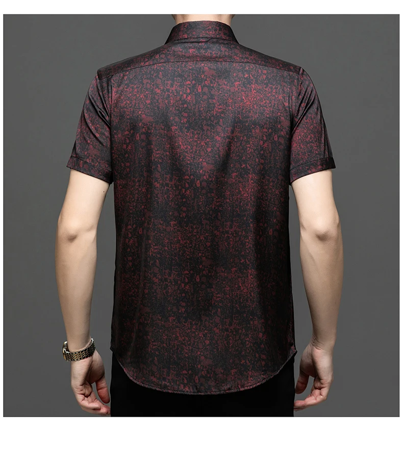 High Quality Mulberry Silk Men's Clothes 2024 Summer Fashion Smooth Soft Satin Silk Shirt Short Sleeve Silk Dress Shirt