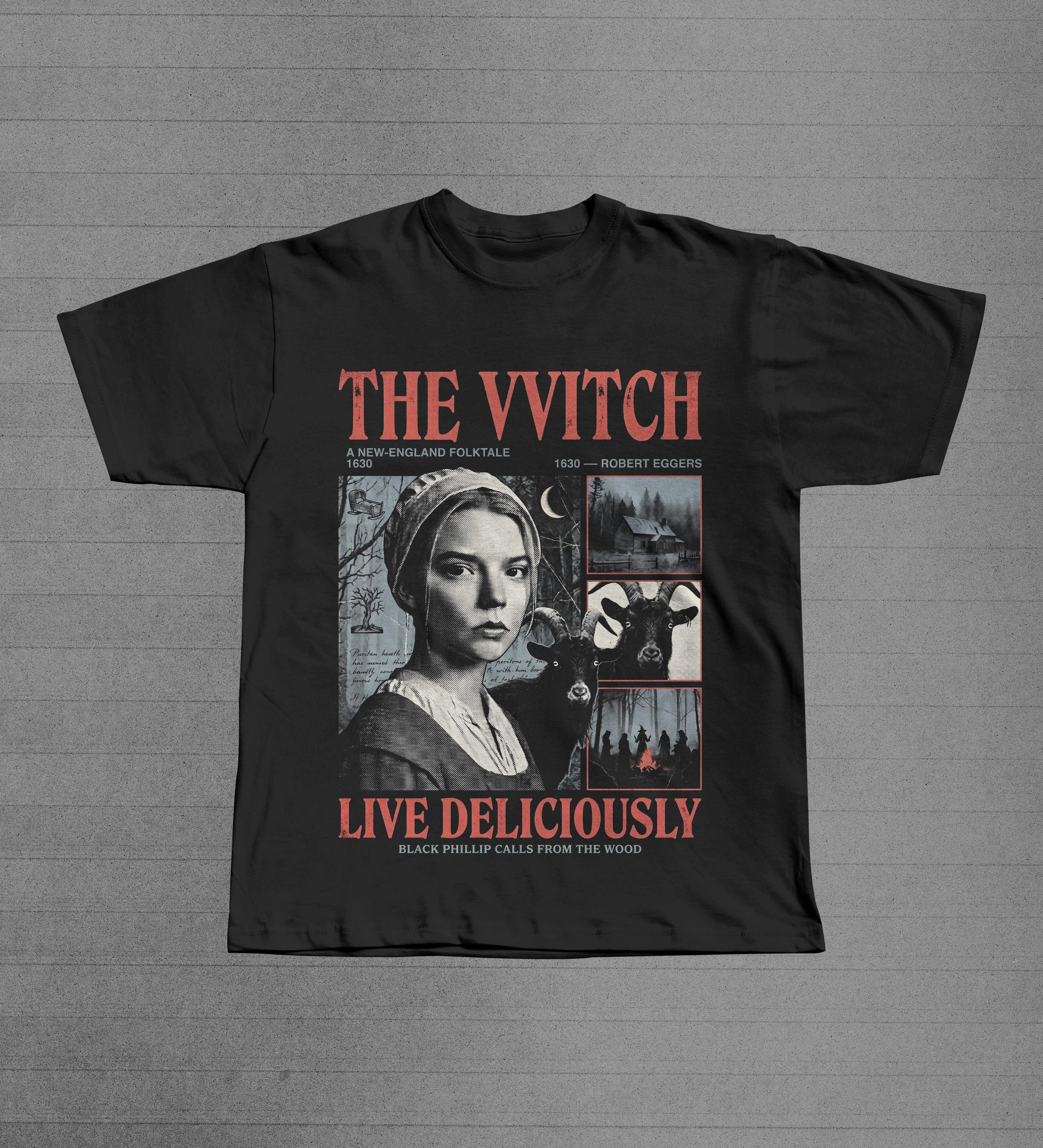 The Witch Folk Horror T-Shirt | Live Deliciously Black Phillip Tee