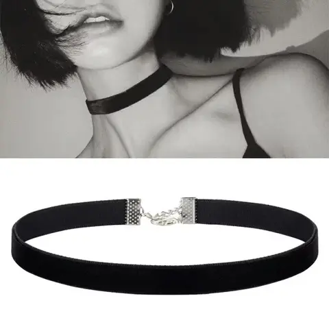 Y2k Gothic Black Velvet Choker Necklace Adjustable Rope Women Girl Kpop Jewelry Accessories For Party Gift