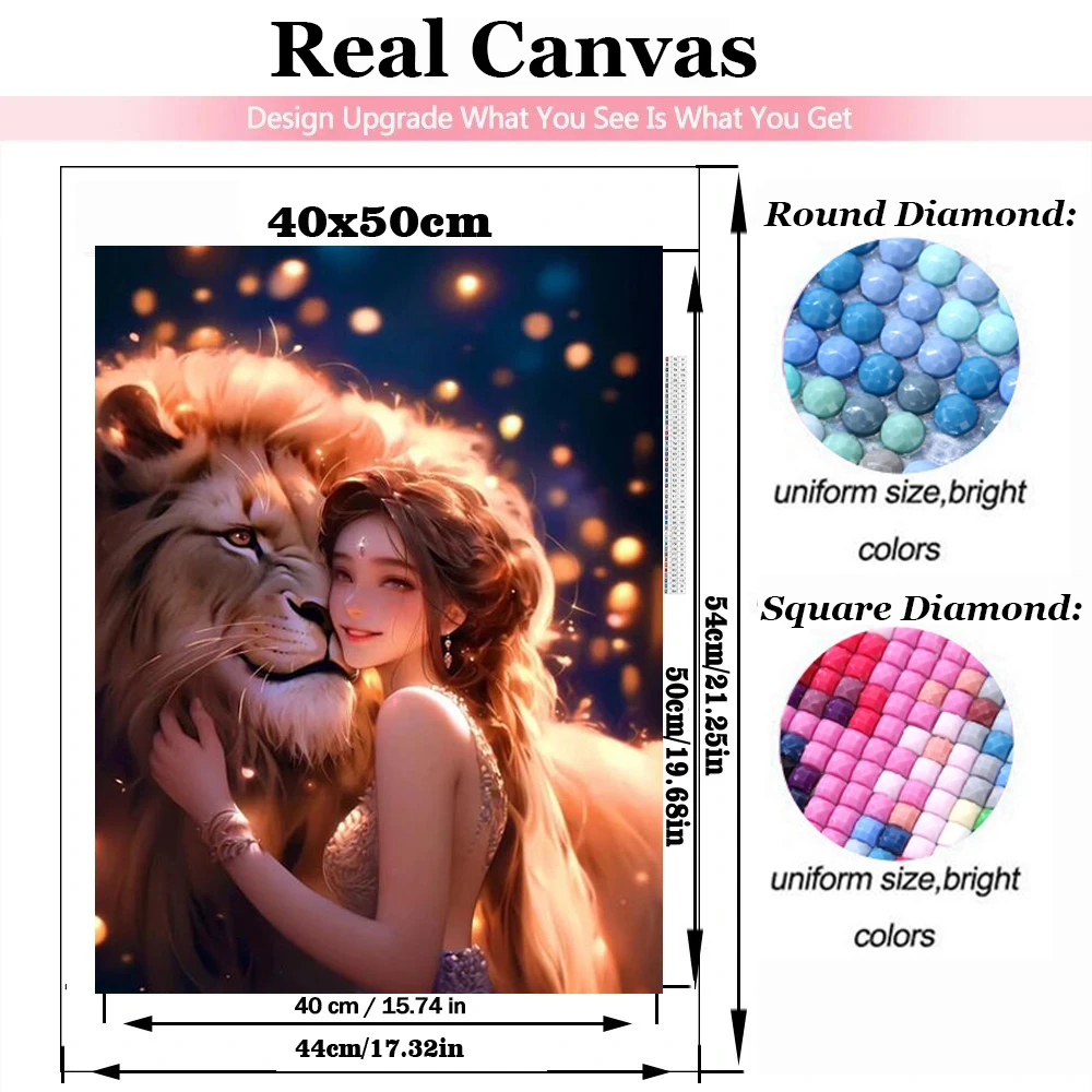 Female Fairy Angel Elf Girl 5D Diy Diamond Painting Mosaic Magical Mysterious Big Cat, Tiger Lion  Diy Diamond Embroidery Y1393