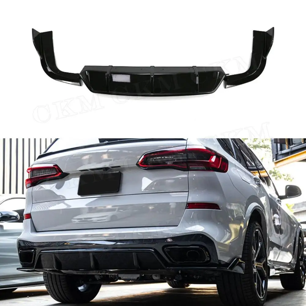 

3Pcs/set Gloss Black Rear Bumper Lip Spoiler Splitter for BMW X5 G05 M sport 2019+ Car Styling Carbon fiber Rear Diffuser