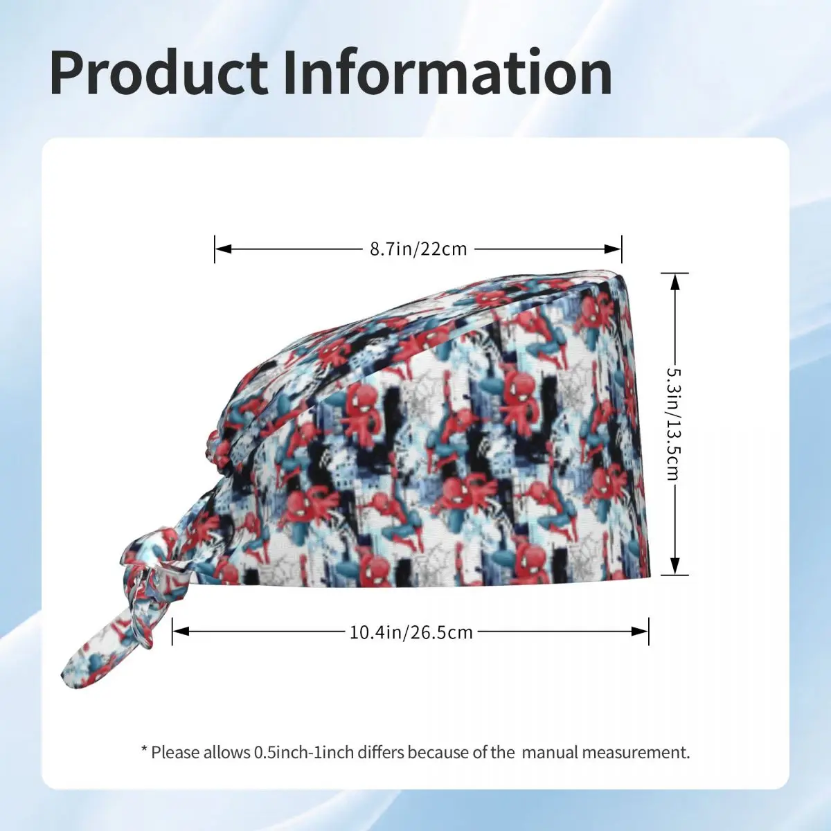 مخصص سبايدرمان أنيمي بطل الموظفين الطبيين الدعك قبعة الرجال النساء الكرتون فيلم الطبيب التمريض قبعة جراحية فرك قبعات