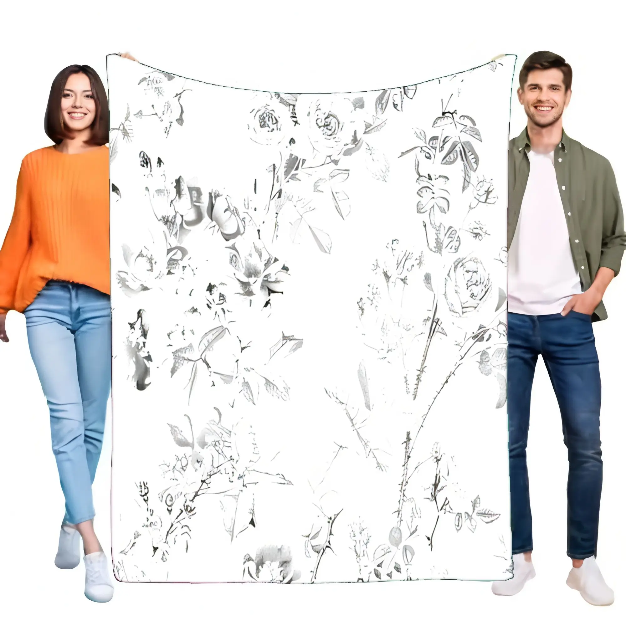 Elegant Black White Rose Floral Scarf Shawl for Women. Soft Lightweight Fashion Wrap, Versatile Headscarf, Shoulder Shawl. Cozy