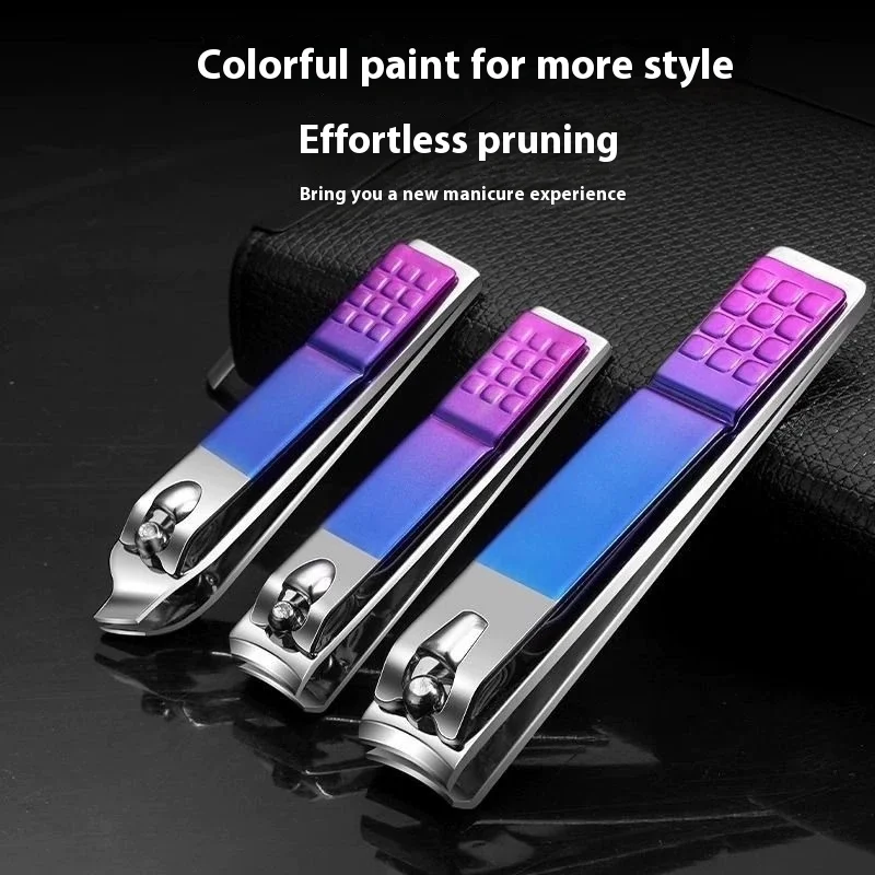 9pcs Stainless Steel Nail Clipper Set Blue Red Gradient Nail Kit Splash Proof Clippers Scissors Keratinum Layer Storage Box