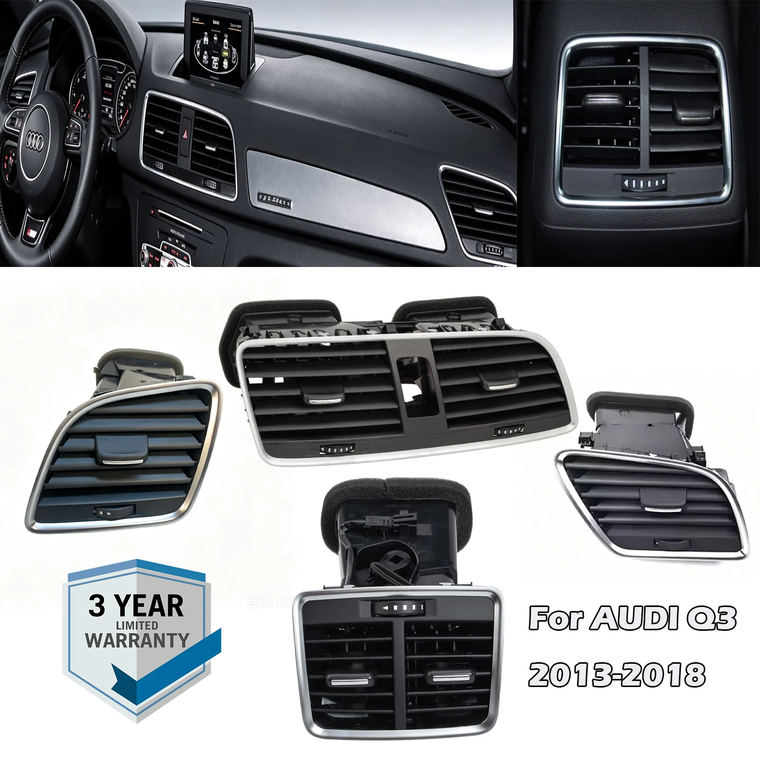 

Front Dash Center Console Air Outlet 8UD820951,8U1820901,8U1820902/Rear AC Vent Air Grill Assy 8UD819203 For AUDI Q3 2012-2018