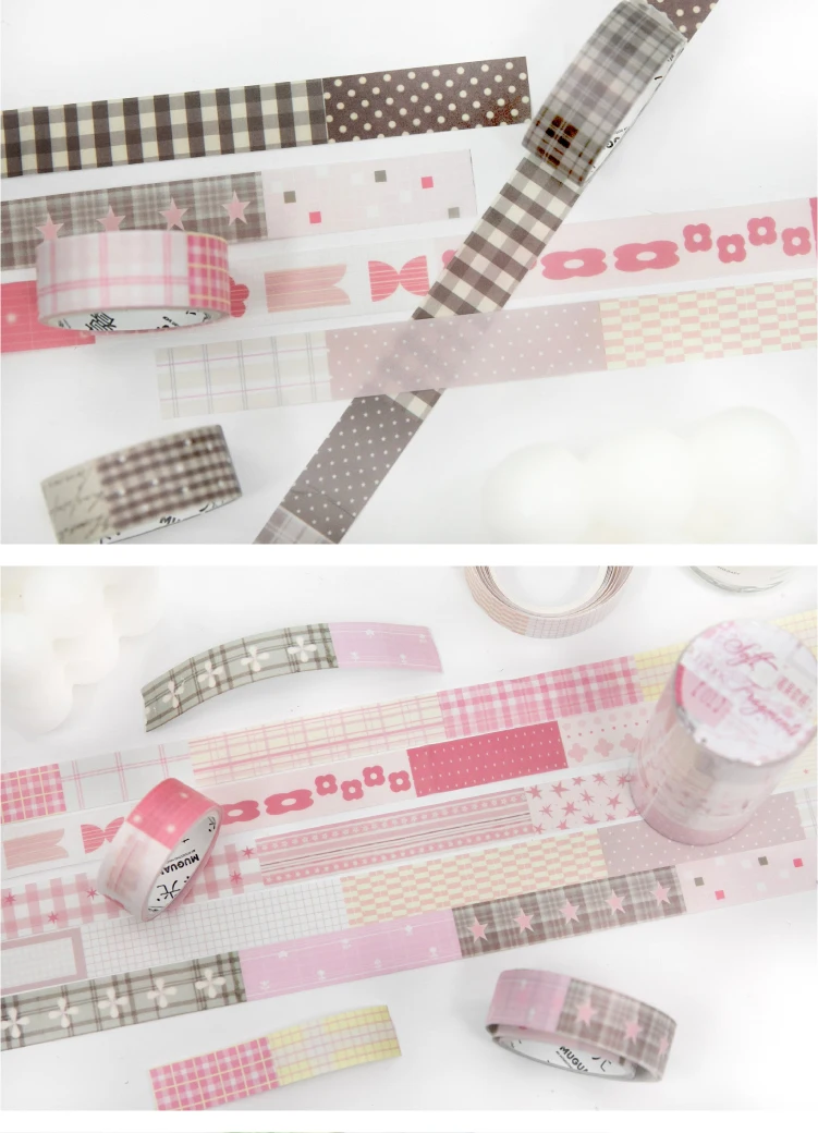 Journal GO 1,5cmx2M Collage Washi Tape Stoffreste Vintage Gitter-Landschaftsmuster Kreatives DIY Journal Karten Schreibwaren – Detail 17