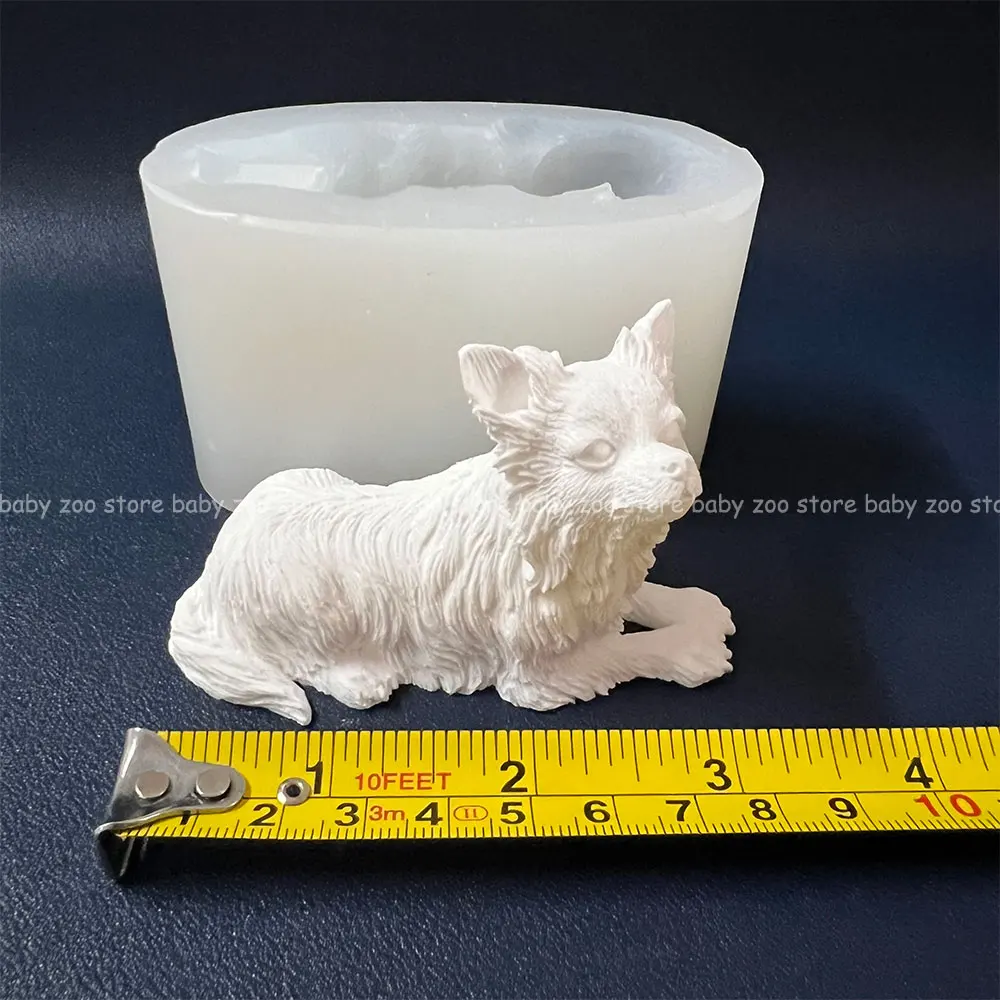 Imagem -06 - Bonito de Cabelos Compridos Chihuahua Silicone Mold 3d Animal Mold Pet Dog Lembrança Gesso Epóxi Resina Mold