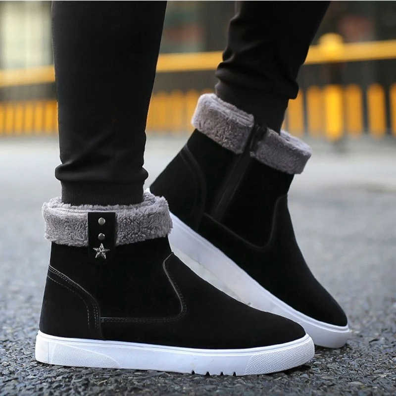 

​Men's Winter Waterproof Snow Boots Thickened Fleece Lined Cotton Boots Non Slip Warm Versatile Trendy Outdoor Footwear​