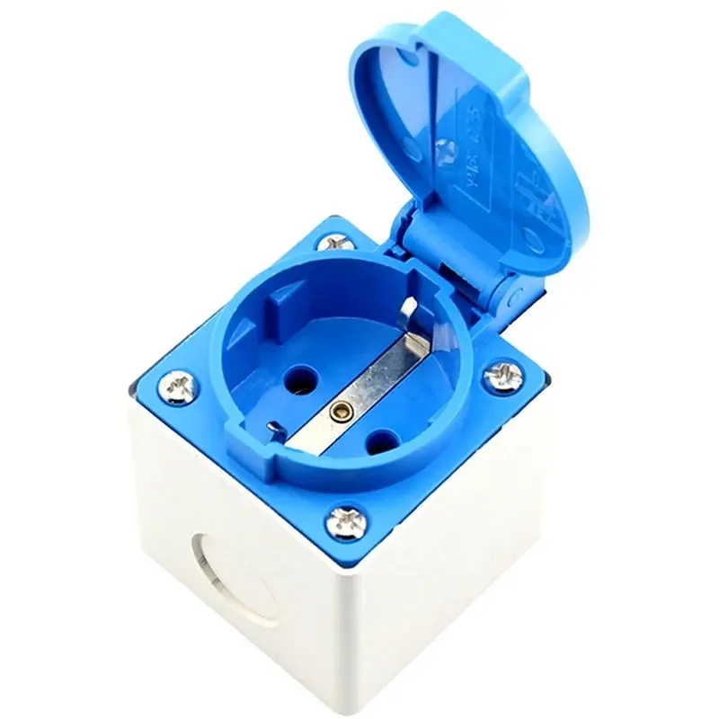 European 2P+E 16A 250V IP44 EU power surface mounted receptacle German Waterproof industry socket Germany cable outlet