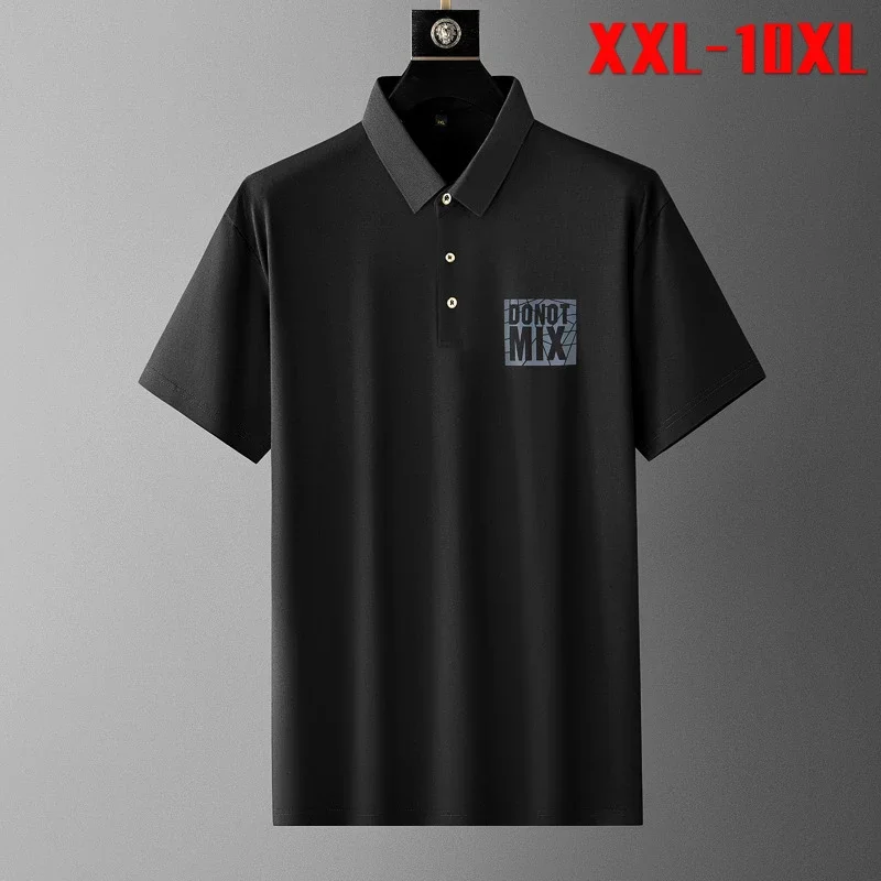 

2025 2025 Plus Size 10XL Summer Letter Printed Men's Polo Shirts Luxury Short Sleeve Solid Color Business Casual Male T-shirts M