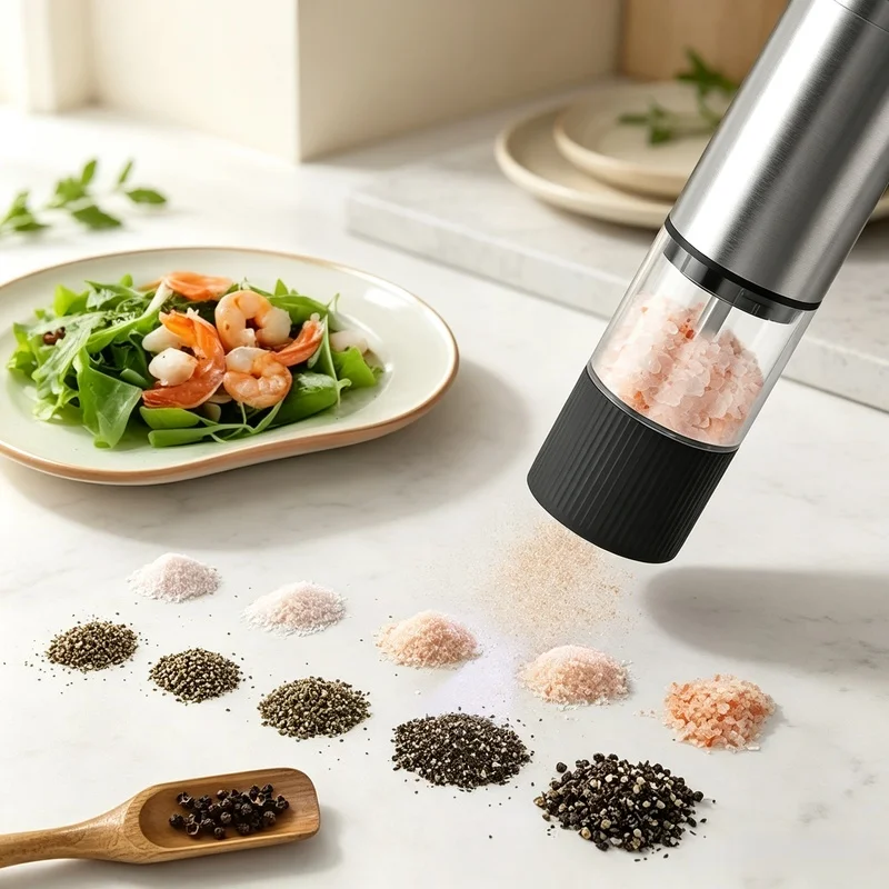 Automatic Salt Pepper Grinder Mill, USB Rechargeable Electric Shaker with Adjustable Coarseness for Home Kitchen Spice‑Grinding