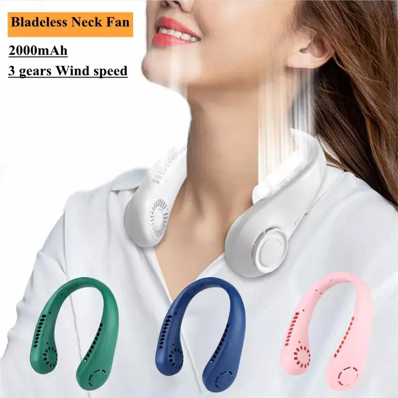 

Bladeless Neck Fan Portable Hanging Cooling Fan USB Rechargeable Mute Sports Air Cooler Summer Neckband Fans Fan