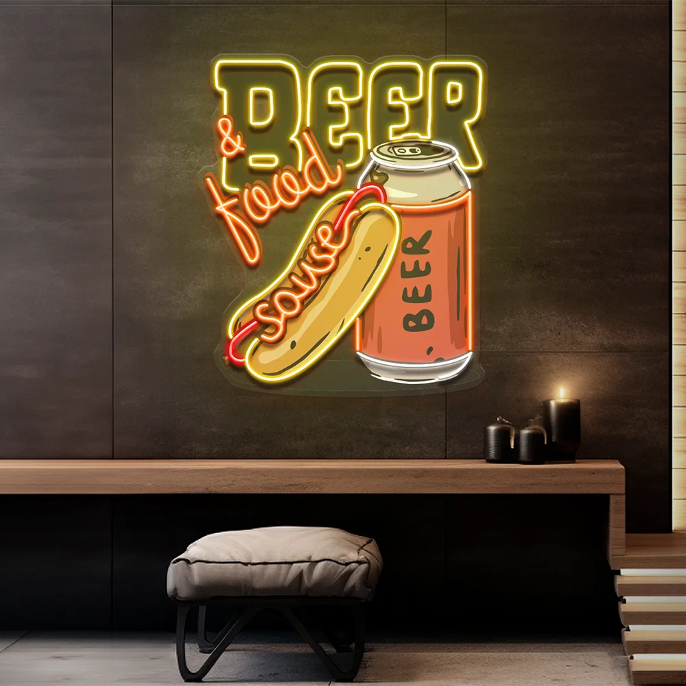 

Beer & Hot Dog Are The Best Duo Neon Light Sign Custom Restaurant Food Store Decoration Sign Home Kitchen Wall Decor Neon Light