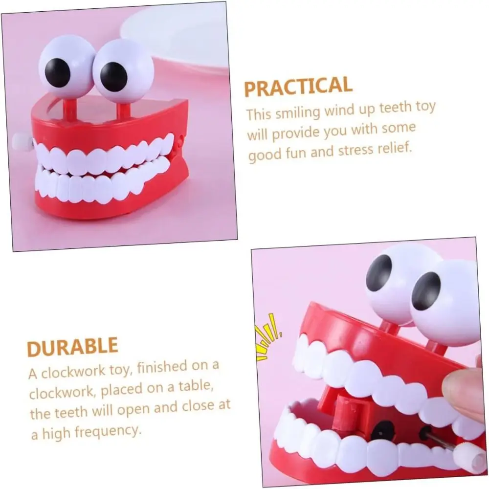 Gifts Trick Toy Mini Mouth Spoof Teeth Toy Interesting Funny Props Wind Up Toys Pull Back Jumping Teeth Clockwork Toy Kids