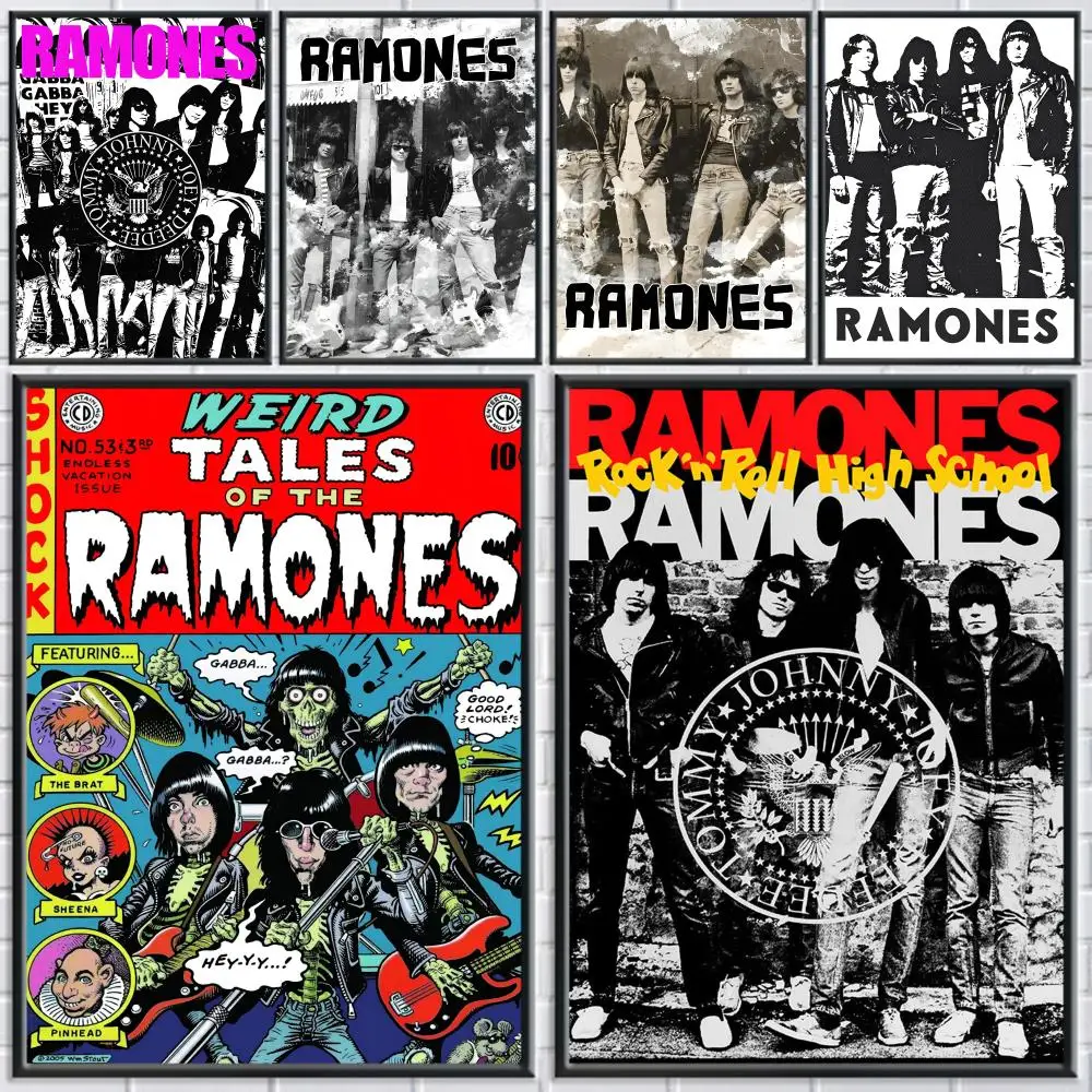 R-Ramones Band Poster Stickers Mural Painting Self-Adhesive Decor for Bedroom Living Room Home HD Wall Decals Gift