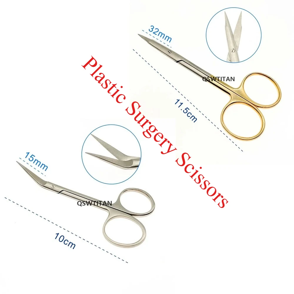 QSWTITAN Stainless Steel Wow Beak Scissors Nasal Septum Gold Handle Bird Beak Scissors Plastic Surgery Scissors