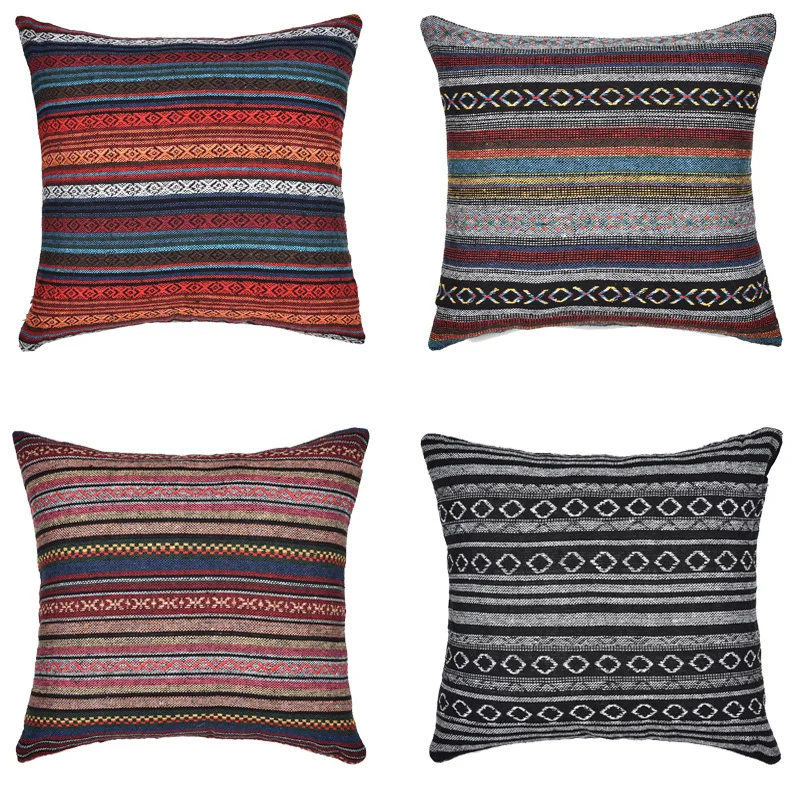 

Super Hot Cotton Striped Thick Cushion Cover Bohemian Style Decorative Pillows Cover Bedroom Livingroom Sofa Throw Pillows Case